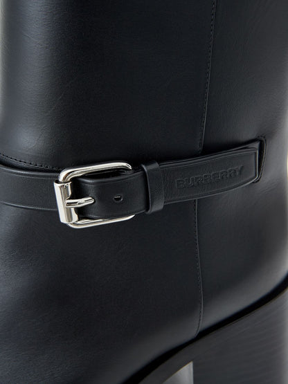 Schwarze Lederstiefeletten