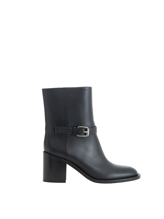 Schwarze Lederstiefeletten