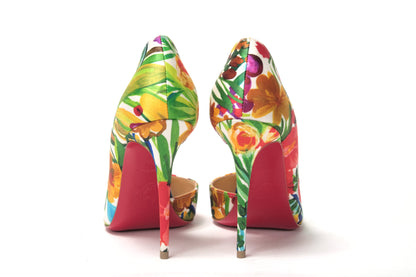 Multicolor Blume gedruckt High Heels Pumps Schuhe