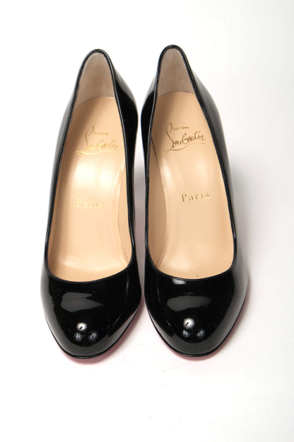 Einfache Pumps 85 Lack Schwarz Absatz