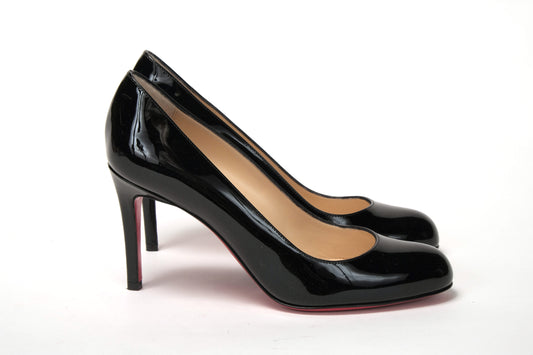 Einfache Pumps 85 Lack Schwarz Absatz