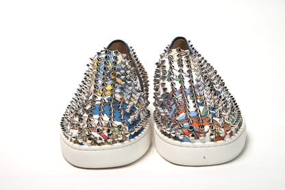 Weiß/Multi Silber Rollerboat Flache Krepp-Schuhe