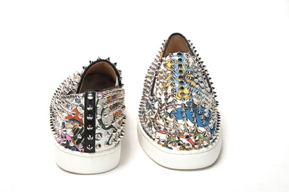 Weiß/Multi Silber Rollerboat Flache Krepp-Schuhe