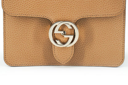 Beige Kalbsleder Dollar Umhängetasche