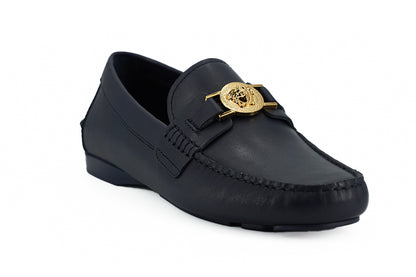 Marineblaue Kalbsleder Loafers Schuhe