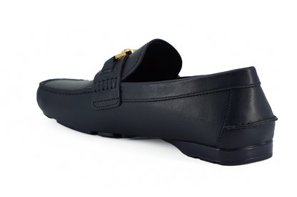 Marineblaue Kalbsleder Loafers Schuhe