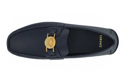 Marineblaue Kalbsleder Loafers Schuhe