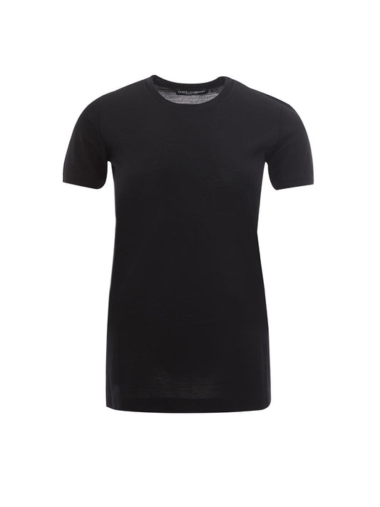 Schwarzes T-Shirt aus Wolle