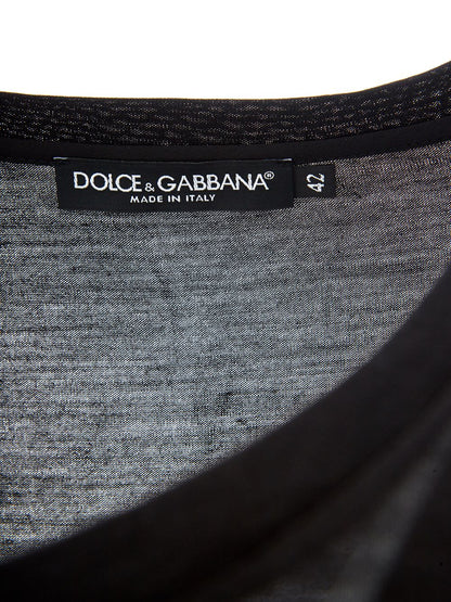 Schwarzes T-Shirt aus Wolle mit normaler Passform