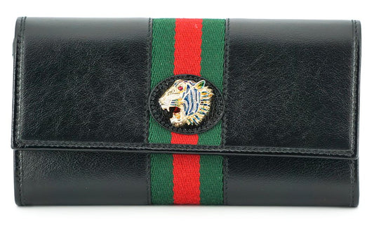 Rajah Portemonnaie aus schwarzem Leder