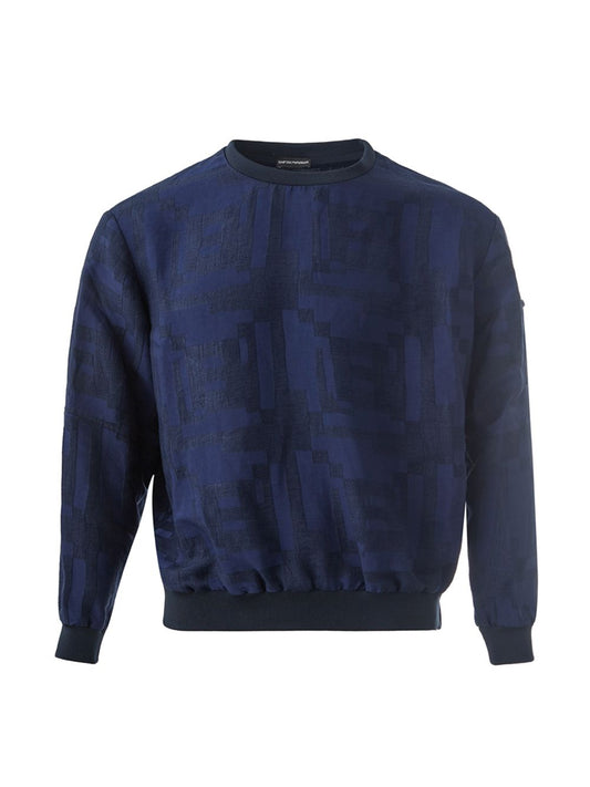 Sweatshirt mit Rundhalsausschnitt in Blau und Reißverschluss
