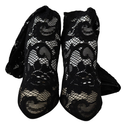 Schwarz Taormina Spitze Socken Stiefel Schuhe Pumps