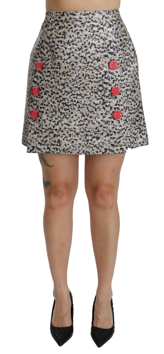 Silbernes Muster A-Linie Rock mit hoher Taille