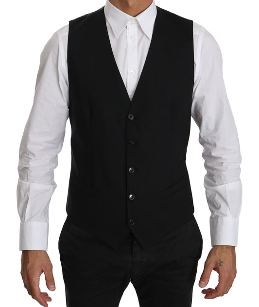 Schwarze Weste Formelles Gilet Kleid Wollweste