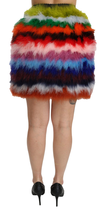 Rot-Blauer Mini-Federrock mit hoher Taille