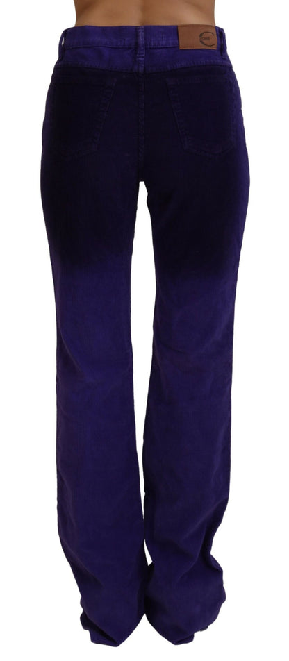 Lila Baumwolle Cord Damen Hose