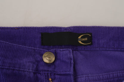 Lila Baumwolle Cord Damen Hose