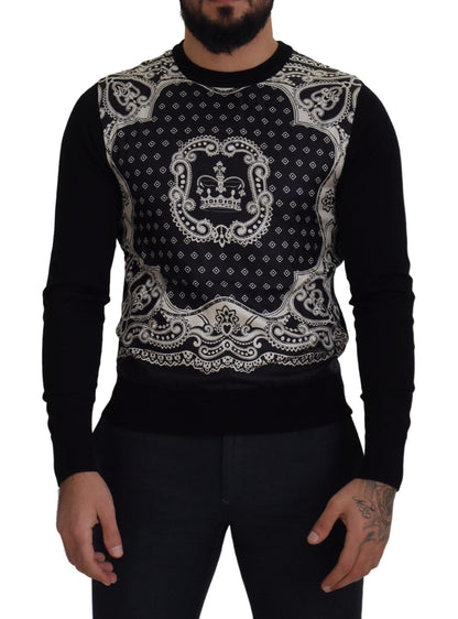 Schwarzer Bandana Pullover mit Rundhalsausschnitt