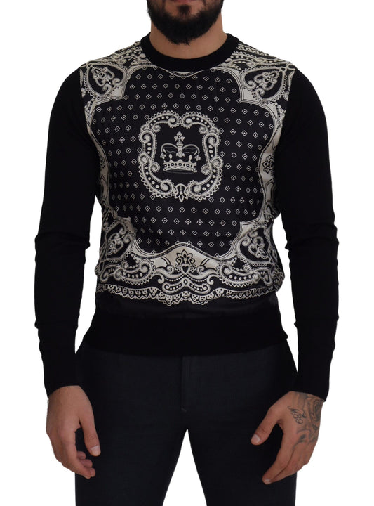 Schwarzer Bandana Pullover mit Rundhalsausschnitt