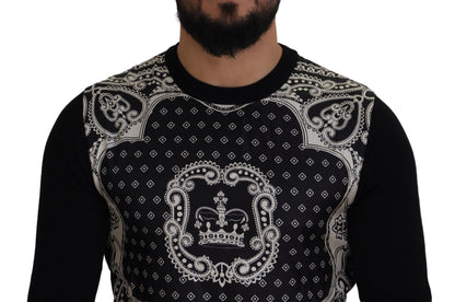 Schwarzer Bandana Pullover mit Rundhalsausschnitt