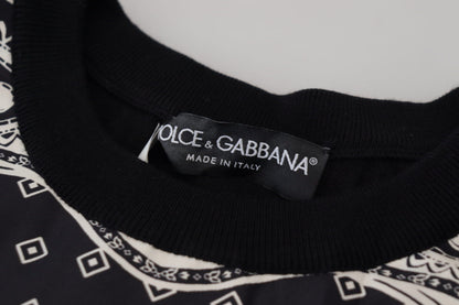 Schwarzer Bandana Pullover mit Rundhalsausschnitt