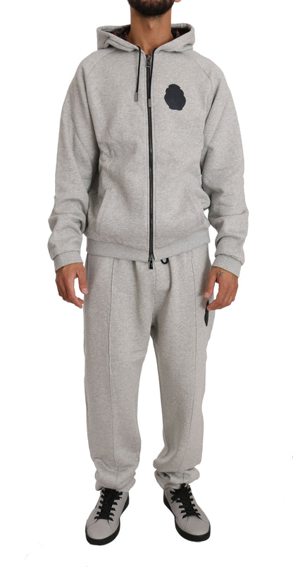 Graues Baumwollpullover-Hosen-Trainingsanzug-Set