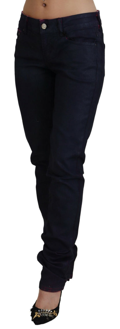 Schwarze Slim Fit Damen Casual Denim Jeans mit niedriger Taille