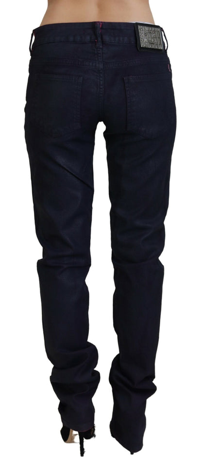 Schwarze Slim Fit Damen Casual Denim Jeans mit niedriger Taille