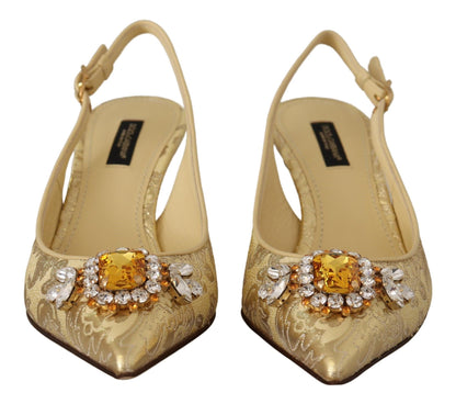 Gold Kristall Slingbacks Pumps Heels Schuhe