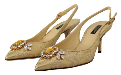 Gold Kristall Slingbacks Pumps Heels Schuhe