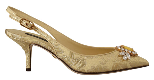 Gold Kristall Slingbacks Pumps Heels Schuhe