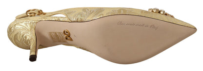 Gold Kristall Slingbacks Pumps Heels Schuhe