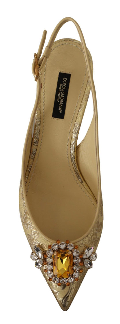 Gold Kristall Slingbacks Pumps Heels Schuhe