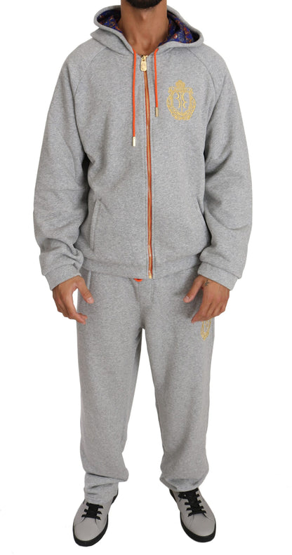 Grauer Baumwollpullover Hose Trainingsanzug