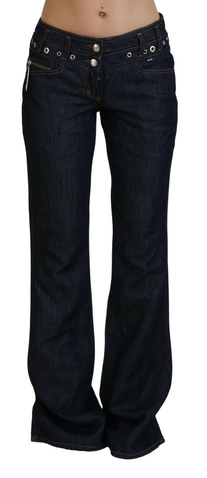 Blaue Baumwoll-Denim-Jeans mit niedriger Taille für Frauen