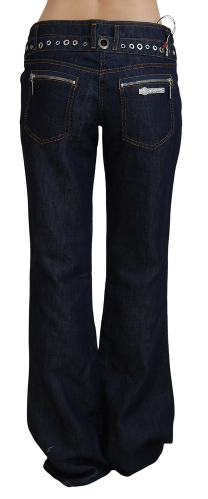 Blaue Baumwoll-Denim-Jeans mit niedriger Taille für Frauen