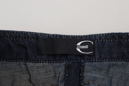 Blaue Baumwoll-Denim-Jeans mit niedriger Taille für Frauen