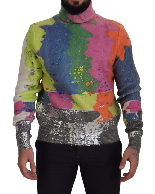 Multicolor Rollkragenpullover Mohair Pullover