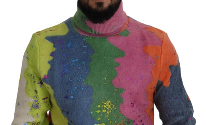 Multicolor Rollkragenpullover Mohair Pullover
