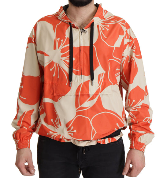 Multicolor Floral Pullover mit Kapuze