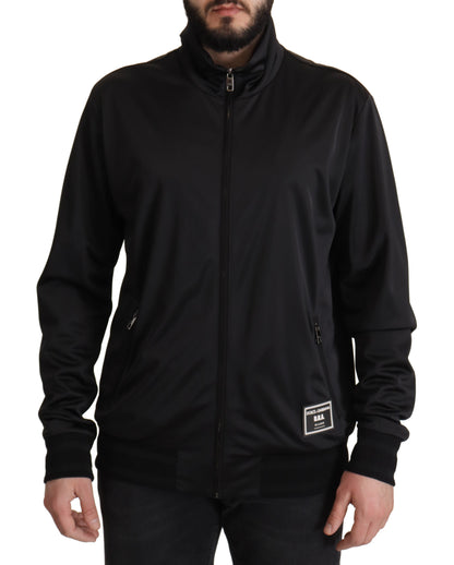 Schwarzer langärmeliger D.N.A. Sportpullover mit Reißverschluss