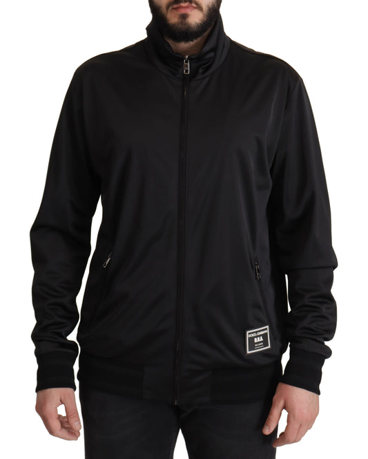 Schwarzer langärmeliger D.N.A. Sportpullover mit Reißverschluss