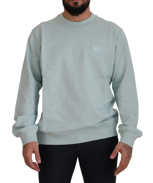 Mintgrüner Logo-Pullover mit Rundhalsausschnitt