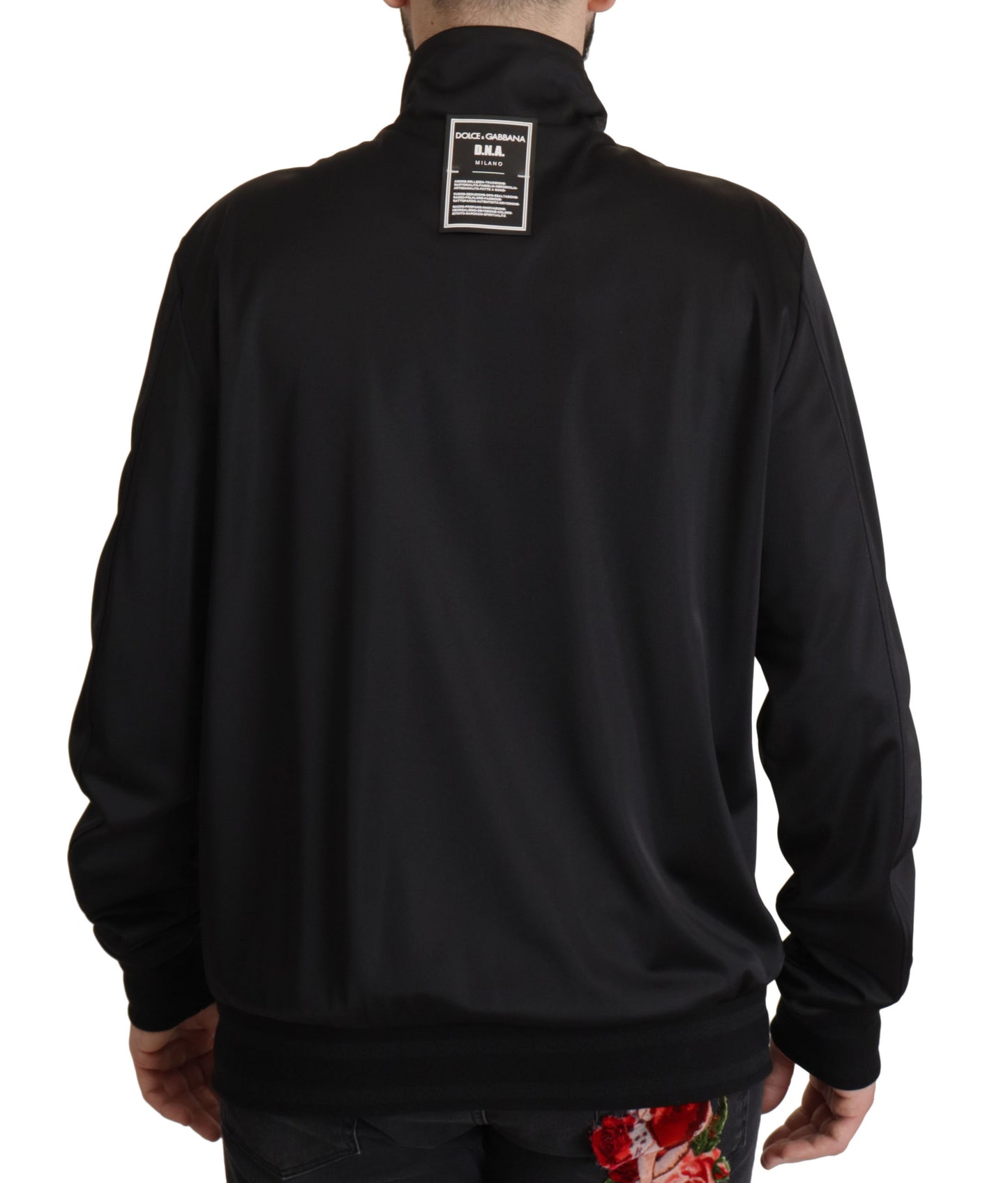 Schwarzer langärmeliger D.N.A. Sportpullover mit Reißverschluss