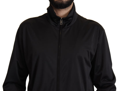Schwarzer langärmeliger D.N.A. Sportpullover mit Reißverschluss