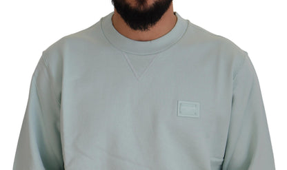 Mintgrüner Logo-Pullover mit Rundhalsausschnitt