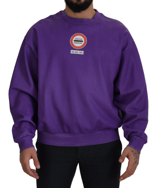 Lila Waschen Logo Baumwolle Rundhalsausschnitt Sweatshirt Pullover