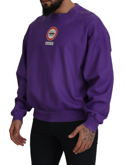 Lila Waschen Logo Baumwolle Rundhalsausschnitt Sweatshirt Pullover