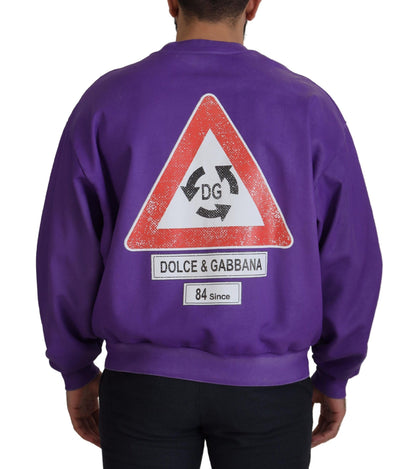 Lila Waschen Logo Baumwolle Rundhalsausschnitt Sweatshirt Pullover