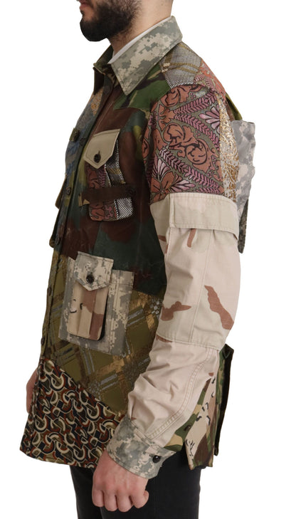 Multicolor Button Down Patchwork Hemd